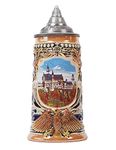 NENBOLEC Beer Stein Mug German Castle Stanley Oktoberfest Bavarian Muchen Viking Tankard with Petwer Lid for Man Lovers Gifts Father 0.7 Liter