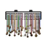 GLORY MEDAL HANGERS | Plain Display Medal Holder - Holds Up to 90 Medals Sports Wall Display | Steel | Black, Glossy Finish (Large Holds Up to 90 Medals)