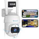 Security Cameras Wireless Outdoor, UCOCARE 2K Camera Surveillance Exterieur 【32GB Memory Card Included】, PTZ Camera with 360° Coverage, Smart Motion Tracking, Full Color Night Vision, Two-Way Talk