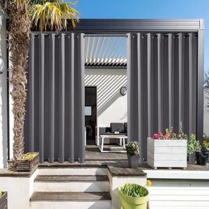 NICETOWN Outdoor Patio Curtains Extra Wide 100 in, Waterproof & Windproof Patio Shades, Rustproof Top and Bottom Grommet Thermal Insulated Drape for Porch/Cabana, Navy, 2 Pieces, W100 x L95