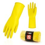 Vgo 10Pairs Reusable Household Gloves, Rubber Dishwashing Gloves, Kitchen Cleaning (M,Yellow,HH4601)