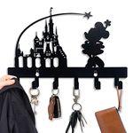 Viiluuxr Key Holder for Wall Self Adhesive Key Hooks with 6 Hooks Wall Mounted Balck Metal Stainless Heavy Duty for Coat Hat Towel Key Hangers No Drill on Wall Decoration Door Entryway Hallway.