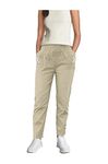 URBAN STITCH Trouser for Women UK Beige Casual Full Length Elasticated High Waist Pants with Stretch Light Weight Summer Straight fit Ladies Bottoms (22, Beige)