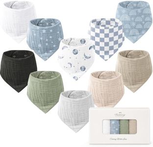 Konssy 10 Pack Baby Muslin Bandana Bibs for Drooling and Teething