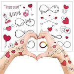 Everjoy Realistic Infinite Love Heart Temporary Tattoo Stickers - Waterproof Valentines Love Arrow, Party Favors, Themed Decorations and Gifts