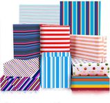 Stripy Wrapping Paper of Christmas Birthday Wedding Wrapping Paper Flat Gift Wrap Stripes Assorted Designs (Pack of 10)
