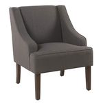 Homepop Home Decor | Upholstered Classic Swoop Arm Accent Chair | Accent Chairs for Living Room & Bedroom | Decorative Home Furniture, Dark Charcoal