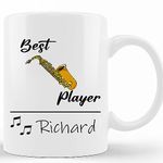 Personalized Saxophone Mug, Sax Mugs Saxophone Gifts For Sax Player Band Gift For Teacher Music Coffee Cups Dishwasher Microwave Safe Made In Usa, Ideas Gift For Men Women Custom Mug 11Oz, 15Oz