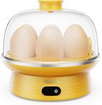 Macook Egg Cooker with Intelligence LED Touch, 7 Egg Capacity Electric Egg Boiler, Quick Boiling, Auto-Off, 350W, Yellow - Includes Measuring Cup, Stickers & Removable Tray
