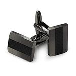 Cuff Links, Mr.Van Handcrafted Carbon Fiber Rhodium Plated Gun Black Cufflinks Set for Men's Business Wedding Jewelry Gift