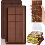 Pipihome Chocolate Moulds Silicone, 2 Pcs Deep Chocolate Bar Moulds with Spatula, Big Chocolate Bar Moulds Deep Chocolate Mould Thick Chocolate Bar Mould Candy Moulds, Ice Cube Mold