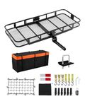 VEVOR 70" x 30" x 6", Hitch Cargo Carrier, 500 lbs Capacity Hitch Cargo Carrier with Ratchet Straps & Cargo Bag, Folding Hitch Mount Cargo Carrier with Hitch Lock for 2" Receiver, Fit for SUVs