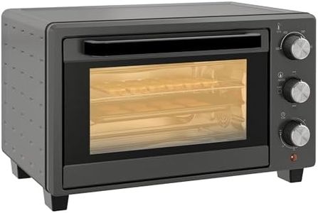 HOMCOM Mini Oven, 21L Countertop Electric Grill, Toaster Oven with Adjustable Temperature, Timer, Baking Tray and Wire Rack, 1400W, Grey