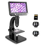 TOMLOV LCD Digital Microscope, 2000X Biological Microscope with Digital & Microbial Lens, 7'' IPS Display∣10 LEDs∣12MP Resolution∣Windows/Mac OS Compatible, SD Card Included