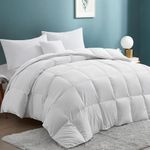 UNIKOME Goose Feather Down Comforter with 100% Cotton Cover - All Season Duvet Insert, Cloud-Like Fluffiness Down Comforters (King, Snow White,106"X90")