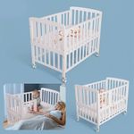 Flwrgirl Convertible Mini Baby Crib - Portable Bedside Bassinet with Mattress Included,3 Heights Baby Crib for Newborns,Infant,White