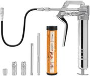 Cartlant Mini Grease Gun, 4500PSI Small Grease Gun with 85g Grease Cartridge, 2PCS 4-Jaw Couplers, Metal Pipes, Flex Hose, Pistol Grip Grease Gun Kit for Automotive Trailers Lawnmowers Industrial