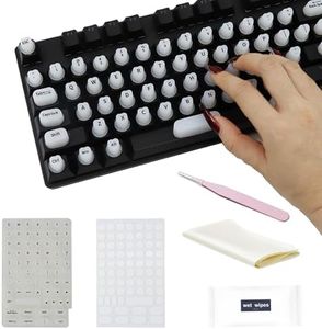 Raised Keyboard Stickers for Long Nails with Letters - Heart-Shaped Antistatic Silicone Protective Cover with Tweezers, Wet Wipes, Dry Towel & Jelly Glue, Ideal for Typing, Gaming & Nail Art (70 Pcs)