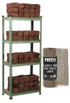 STAR WORK Engineered Wood Adjustable Racking Shelves Multipurpose Storage Rack For Garage Workshop,Shed,Office(4 Section,Olive)(Free Drawer Shelf Liner 30X60Cm(4 Sheet)) 4'6" [H]X2' [L]X1' [D]