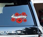 Poppy Montage with "Lest we forget" banner through the center Flower Decals Car Stickers Graphics Wall Window Decorations Art (150 x 100mm)