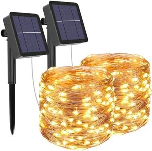 [2 Pack] Litogo Solar Fairy Lights Outdoor, 12m 120LED Solar Garden Lights 8 Modes Waterproof Copper Wire Decorative Solar String Lights for Patio, Gate, Yard, Trees, BBQ, Wedding, Party (Warm White)