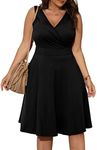 POSESHE Womens Plus Size Black Dres