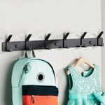 QMAHA Coat Hooks Wall Mounted, Heavy Duty Coat Racks for Wall with 6 Hooks, Modern Wall Hanger Wall Hook Rack for Hanging, Rustproof Clothes Hooks for Bedroom Office Entryway (Black) (Black)