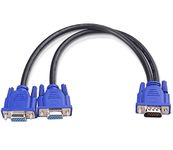 TB® VGA Splitter Cable Converter Adapter Dual VGA Monitor Y Cable 1 Male to 2 Female Adapter Converter Video Cable for Screen Duplication Dual Screen (0.3 Meters)