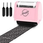 Miseyo Wide Identity Theft Protection Roller Stamp Set - Pink (3 Refill Ink Included)