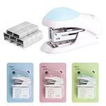 ASTARON Mini Effortless Desktop Staplers with 400 Standard 26/6 Staples, 2-24 Sheet Capacity, Includes Built-in Staple Remover, Cute Stapler Gift for Student and Office Use, 3 Colors Options