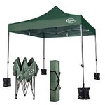 MAXIMUS HEAVY DUTY POP UP GAZEBO 3m x 3m COMMERCIAL MARKET STALL WITH 4 WEIGHT BAGS (No Walls, Green)