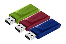 Verbatim Slider USB-flash-drive multipack 16GB - USB 2.0-3x USB memory stick - laptop notebook ultrabook TV car stereo - USB 2.0 stick - data-stick with sliding-mechanism - red blue green