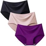 NINGMI Women's Seamless Hipster Ice Silk Panty, Multi Colored (Sizes S to XXL) (Pack of 3, Size-M, Multi Color)