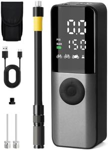 GPUTEK Pompe a Velo Electrique, Mini Pompe Velo 150psi avec Manomètre Numérique, Bike Pump avec Accessoires de Valve Presta, Schrader, Dunlop pour Vélo de Route, VTT, Vélo électrique, Moto