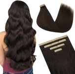 DOORES Tape in Human Hair Extensions, Light Dark Brown 20 Inch 30g 10pcs, Hair Extensions Tape in Remy Straight Hair for Women Double Side Tape Hair Extensions