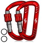 RHINO Produxs 12kN (2697 lbs) Heavy Duty Lightweight Locking Carabiner Clips with keyrings - Excellent for Securing Pets, Outdoor, Camping, Hiking, Hammock, Dog Leash Harness, Keychains, Water Bottle