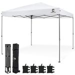 CAPHAUS Patented One-Push Pop Up Outdoor Canopy Tent, Heavy-Duty Commercial Grade w/Central Lock, Portable and Instant Folding Shelter with Wheeled Carry Bag and Weight Bag, 10ft x 10ft, White