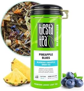 Tiesta Tea Pineapple Blues, Blueberry Pineapple Green Tea, 50 Servings, 5 Ounce Tin, Medium Caffeine, Loose Leaf Green Tea Slenderizer Blend