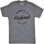 Crazy Dog Mens Promoted to Husband Est. 2024 2023 2022 T Shirt Wedding Engagement Graphic Tee