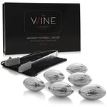 Football Shaped Stainless Steel Whiskey Stones, Whiskey Rocks, By The Wine Savant Great for Parties or for Bar Use, 6 Stones Rocks Cubes for Whiskey, Bourbon Vodka, Scotch
