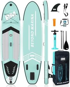 BEYOND MARINA Inflatable Stand Up Paddle Board, 10'6" SUP Paddleboard for Adult, Premium Accessories | Non-Slip 5MM EVA Deck & Foam Handles, Camera Mount, Double Action Pump, 85L Travel Backpack