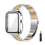 CSJCUBIC for Apple Watch Band Women 38mm 40mm 41mmm 42mm 44mm 45mm with Face Cover, Metal Stainless Steel for iwatch Band Series 9 8 7 6 5 4 3 2 1 SE.