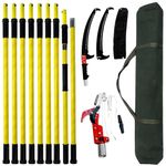 30 FT Manual Pole Saw for Tree Trimming, Extendable Tree Pruner with Sharp Steel Blade and Scissors for High Branches, Sturdy Design Ideal for Pruning Palms and Shrubs