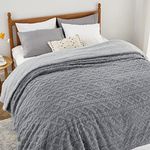 Bedsure Sherpa King Size Blanket for Bed- Fuzzy Soft Cozy Blanket King Size, Fleece Thick Warm Blanket for All Seasons, Grey Fall Blanket, 108x90 Inches