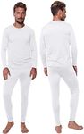 Thermal Underwear for Men Long John Set for Cold Weather Mens 2 pc Long Sleeve Top and Pants Fleece Lined Base Layer Thermals, White, Medium