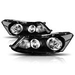 PM PERFORMOTOR Black Housing/Clear Corner Headlights Compatible with 08-12 Honda Accord 4-Door, PMHL-HACC4D-0812-OH-BC