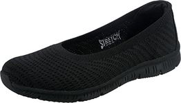 Skechers Women's BE-Cool WONDERSTRUCK Mary Jane Flat, Black Knit/Trim, 5 UK