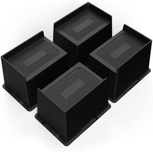 MYMULIKE Bed Risers L Shape Rectangle 2 inch 3 inch 4 inch 5 inch 6 inch (Black 4 Pack, 5 inch)