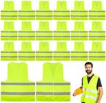 20 Pack Reflective Safety Vests, High Visibility Mesh Security Vest Bulk Work Vest with Silver Strip for Men Women Work Cycling Runner Volunteer Construction Neon Yellow