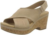 Clarks Women's Giselle Cove Heeled Sandal, Sand Leather, 7 UK